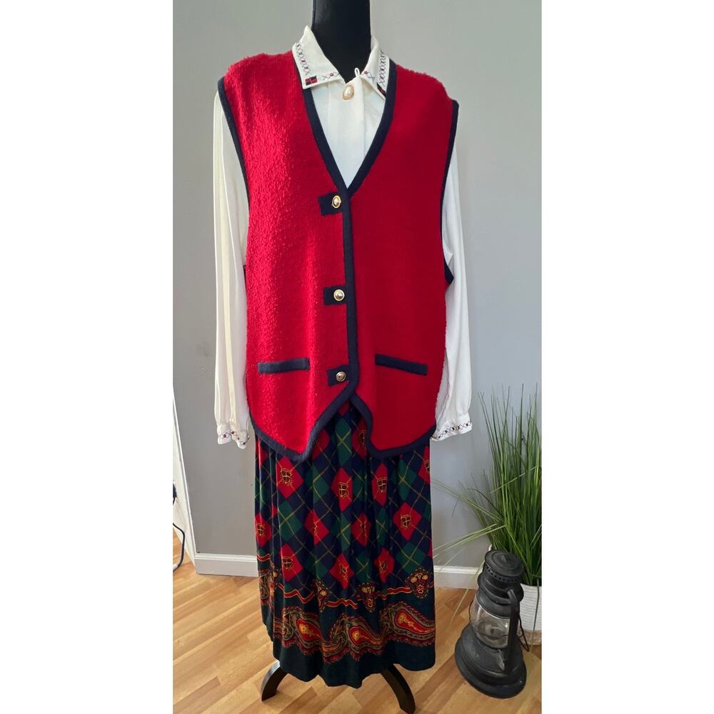 VINTAGE KORET  3 piece Skirt Vest Button up top set 20-22 2XL